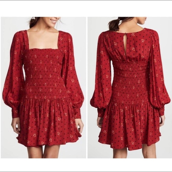 Free People Dresses & Skirts - Free People Women’s Two Faces Mini Dress S NWT Red Long Sleeve Dress